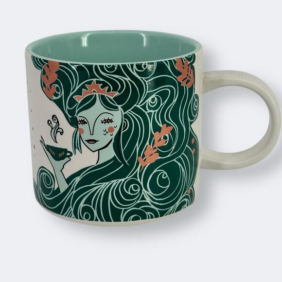 Starbucks Holiday 2018 Aqua Siren Mermaid Ceramic Mug 12 oz - Picture 1 of 5
